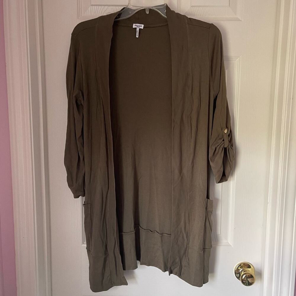 Splendid army green lightweight open front cardigan size medium